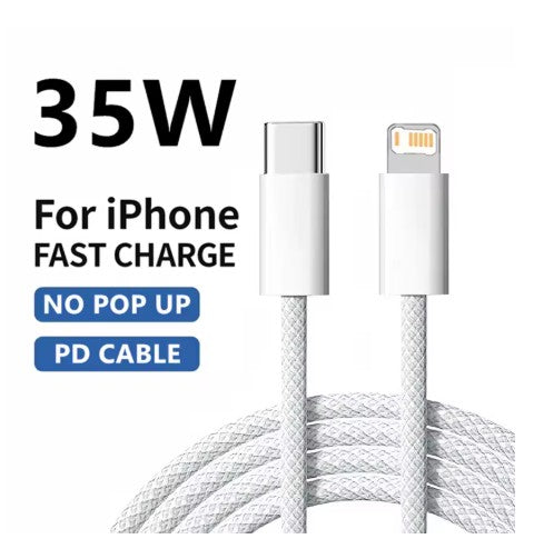Braided 35W PD Cable – Charge Your iPhone Faster